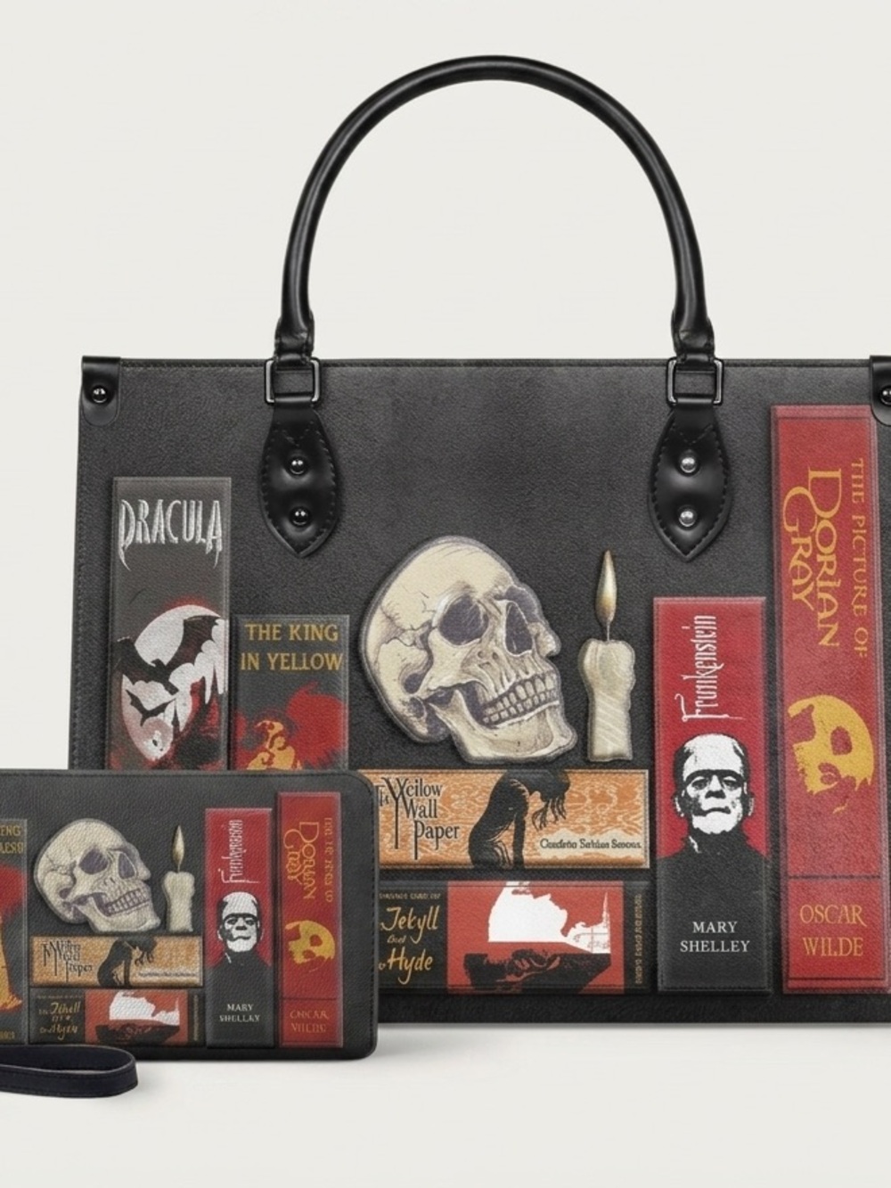 Black Graphic Book-Print Briefcase